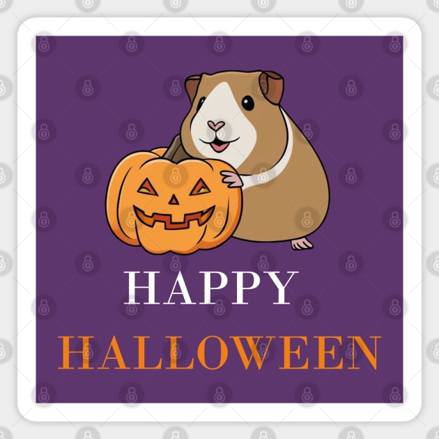 Happy Halloween Guinea Pig (White Typo) Sticker by Anke Wonder 